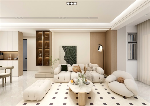 中?！ぞ砰?135平米現(xiàn)代奶油風(fēng)效果圖